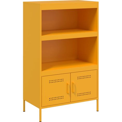 Aparador de acero amarillo mostaza 68x39x113 cm vidaXL (1/5)