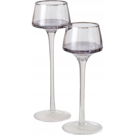 Moko SMOLA candelabros de vidrio transparente 20 y 23 cm
