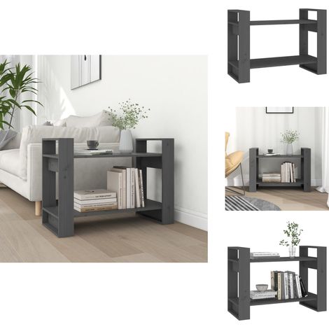 Bibliothèque/Séparateur de pièce Gris 80x35x56,5 cm Pin solide - Bibliothèque - Bibliothèque Design - Meuble Rangement - Séparateur De Pièce - Étagère Bois (1/5)