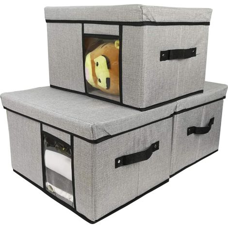 Panier De Rangement En Tissu - Avec Couvercle Et Fenêtre Transparente - Pliable Lavable Empilable - 40 X 40 X 40 Cm - 1 Pièce (1/5)