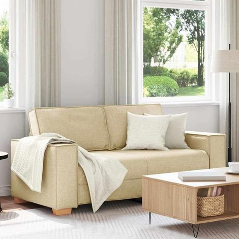 Canapé 2 places tissu crème 140 cm, montage facile, salon, bureau (1/5)