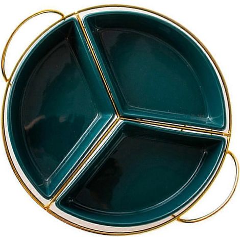 Plateau décoratif de rangement alimentaire compartimenté vert pour collations, dimensions 25x22,5x7,5 cm, 1 pièce par paquet. (1/5)