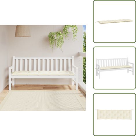 Coussin de banc de jardin blanc crème 180x50x7 cm tissu oxford - Coussin De Banc - Coussin D'extérieur - Coussin Décoratif - Coussin Confortable - Tissus Oxford