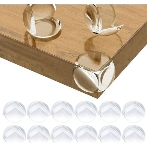 Protections Coin de Table pour Bébé, Protections d'angle pour Meuble Sécurité Enfant pour Bureau, Berceau, Cheminée, Table, Coins & Bords Molles + sans Danger Rondes Pack de 12 Transparent (1/4)