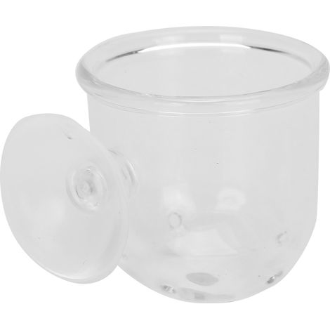 1 gobelet en verre cristal, transparent, 4,5 x 4,5 cm, pour alimentation d'aquarium, poissons, plantes, vers rouges (1/5)