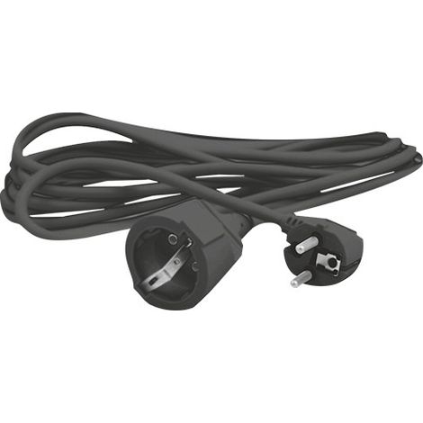 Prolunga elettrica Schuko 4,8mm 5m 16A NERO
