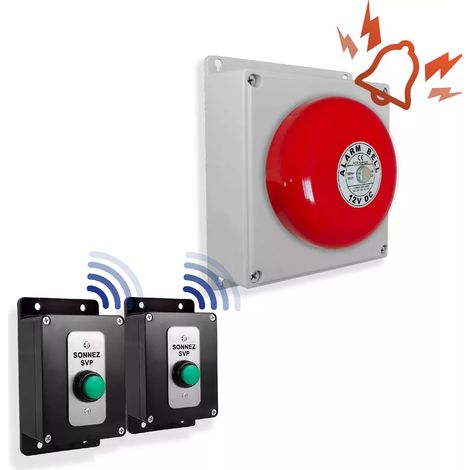 Kit sonnette sans-fil avec cloche - Haute-résistance / 900m / 2 boutons pro 'SONNEZ SVP' autonomes sur piles (DA600+) (1/5)