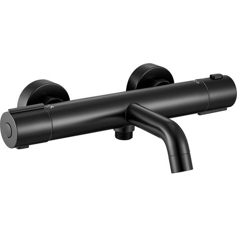 Auralum Max Mitigeur Douche Thermostatique-Robinet Thermostatique de Douche en Inox 304 avec Verrouillage 38°C-Anti-brûlure-2 Fonctions pour Bain et Baignoire-Contrôle de la température-Noir (1/5)