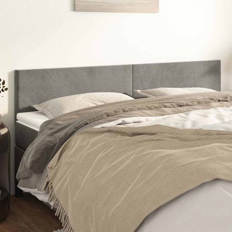 vidaXL Cabeceros terciopelo gris claro 180x5x78/88 cm (1/5)
