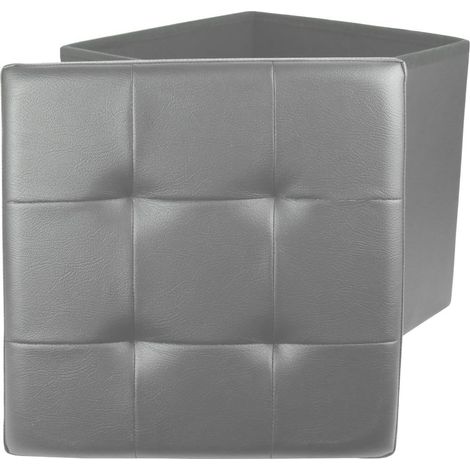 Coffre pouf pliable gris 37,5x37,5x37,5 cm