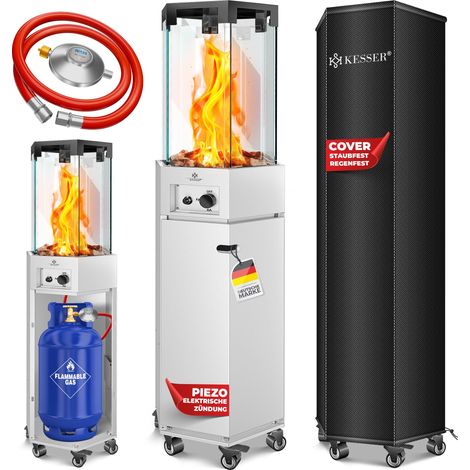 KESSER® Radiant Heater Gas Patio Heater Gas Heater Gas Heater incl. copertura protettiva Outdoor Heater Mobile Heater Flame Heater Bianco