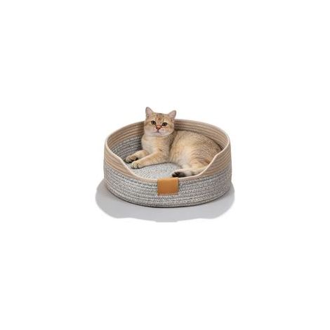 1 Katzenkorb, rund, 50 cm, aus geflochtenem Baumwollseil, atmungsaktiv und weich, maschinenwaschbar, für Katzen und kleine Hunde (1/5)