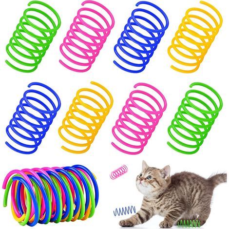 LAN BDD Lot de 40 jouets à ressort pour chat, ressorts hélicoïdaux en plastique, cadeaux fantaisie pour animaux de compagnie, pour que les chats mordent, chassent et jouent avec leurs propriétaires. (1/5)