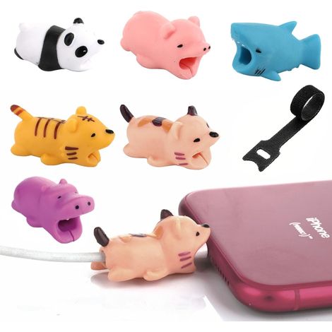 Protecteurs de câble,Protège Câble Mignons de Chargeur,Câble Protector Animaux Protector,Protecteur Micro USB en Silicone Souple,Prevents Cable Break,avec Attaches de Câble,7 Pièces (1/5)