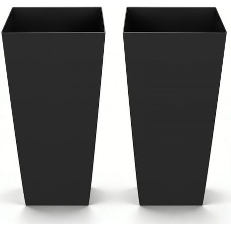 Pflanztopf 325x325x665 mm 2er-Set, Hoher Blumentopf, Blumenkübel, PP-Pflanzgefäß, Planzkübel, Pflanzkasten mit Innentopf & Abflusslöchern, Geeignet für Zimmer- & Gartenpflanzen, Schwarz (1/5)