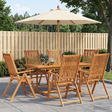 vidaXL Conjunto de comedor exterior con parasol 8 uds. 6 plaza (1/5)