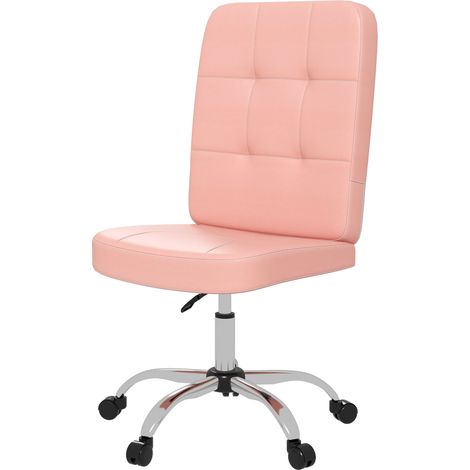 Chaise de bureau en similicuir rose hauteur ajustable 45x59x90-100 cm