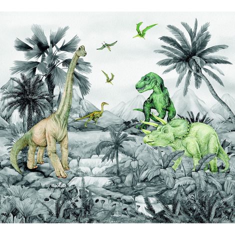 Papier peint dinosaures noir et blanc 300 x 270 cm (1/3)