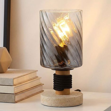 Lampe de table, lampe d'appoint, lampe de lecture, interrupteur, verre fumé, intensité réglable, H 25,4 cm (1/5)