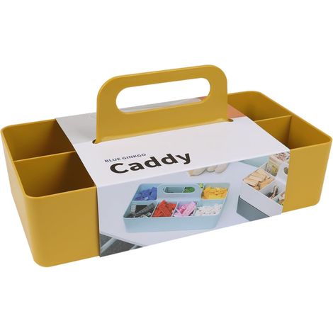 1 - Organisateur Empilable - Caddy De Rangement - Compartiments Modulaires Avec Poignée - Pour Salle De Bain Bureau Et Loisirs Créatifs - Jaune - 25x15,5x27cm