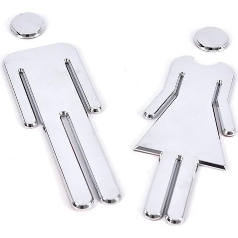 (Argent) Signe Toilette pour Porte - Signe de Porte Salle de Bain - Panneau WC Adhesif Homme Femme - Stickers pour Toilette Porte de Restaurant Publique Hôtel Cafétéria (1/5)