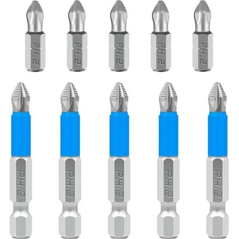 Jeu d’embouts de tournevis magnétiques PH2 × 90 mm – 5 pièces, tige hexagonale 1/4", tête cruciforme, haute précision (1/4)