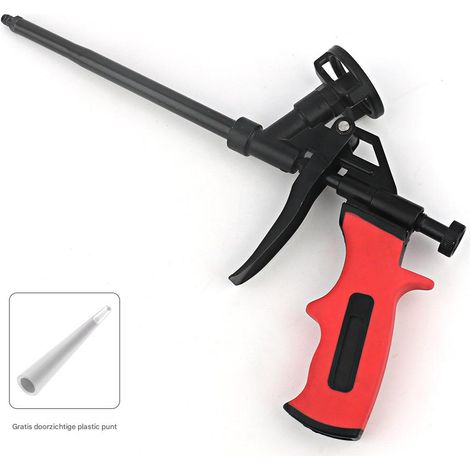Pistolet à mousse PU - Pistolet à mousse PU - Revêtement antiadhésif et système de distribution à ressort - 1 pièce - Pour l'isolation et l'étanchéité - Rouge (1/4)