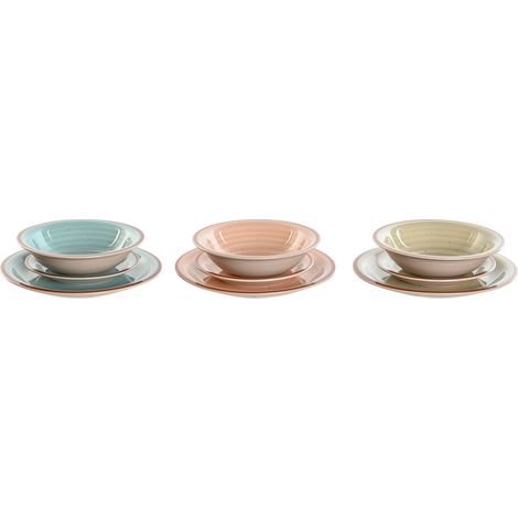 Vajilla Set 18 Gres 27,5X27,5X3 Mixto Ambar (1/3)