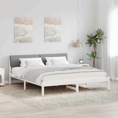 Estructura de cama con cabecera y gris claro 180 x 200 cm