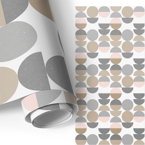 Möbelfolie - Selbstklebend - Klebefolie - Wasserfest - für Arbeitsplatte - Küchenschränke - Geometrische Pastelltöne 50x100 cm