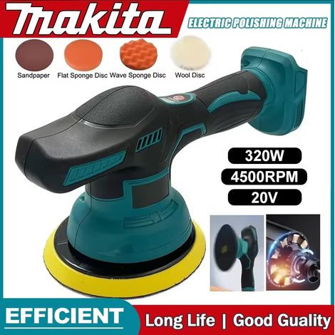 Makita Polisseuse sans fil 20V 320W, machine orbitale de polissage pour automobile avec disques accessoires (1/5)