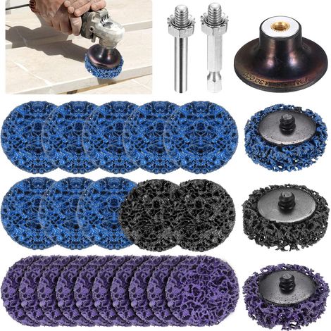 23 Pcs Disques de Nettoyage, Disque Abrasif 50mm, Disque de Meulage, Disque Decapage Ponceuse, pour Meuleuse d'Angle, Meulage et Polissage de Rouille du Métal, avec 2 Arbres (1/5)