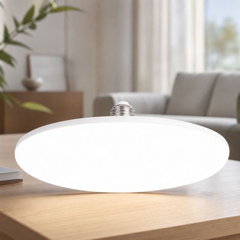 Ampoule LED Soucoupe E27 60W Blanc, PC Translucide, IRC98, Étanche Anti-poussière, Grand Angle, Éclairage Puissant et Stable (1/4)