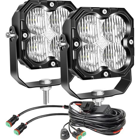 Barra de luz LED, patrón de haz ajustable, resistente a la intemperie, cable de foco de 2 x 4 pulgadas. (1/2)