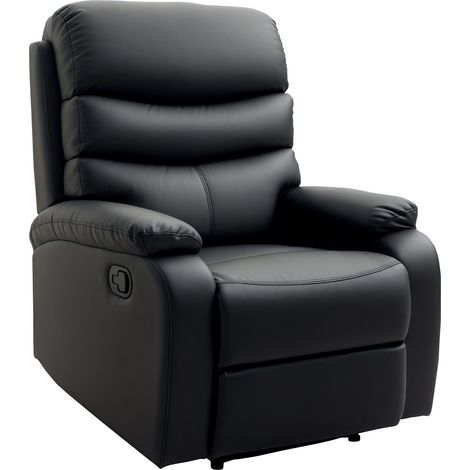 Manual Recliner Chair, PU Leather, 80 x 90 x 105 cm, Black (1/5)