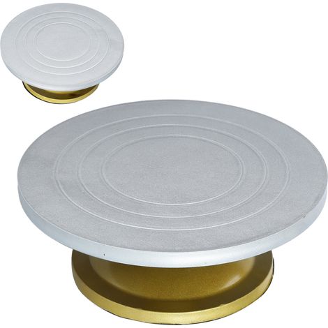 Plateau tournant à gâteau 30 cm, épais en plastique renforcé, grand support rotatif pour décoration, tourne-disque pâtisserie, modèle GB-JY10198, taille XL, résistant (1/5)