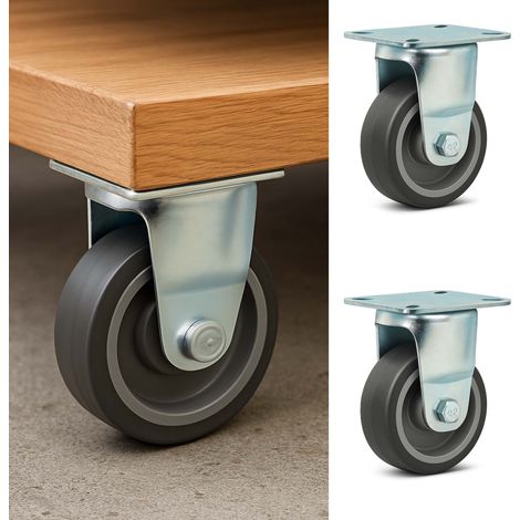 Wiltec Bockrolle 75 Mm Mit Kunststoffrad, Anbauplatte, Traglast 75 Kg – Leise, Spurlos & Dämpfend Für Möbel & Apparate