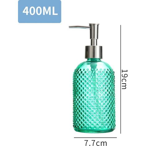 (vert) 1 flacon pompe de 400 ml en verre clair de luxe Nordic Light pour lotion désinfectante pour les mains, shampoing et gel douche - Design élégant (1/5)