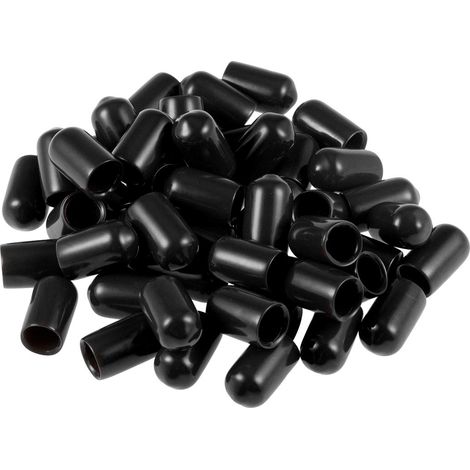 Protecteur Filetage Vis 7mm ID Capuchon Extrémité Rond Noir Tuyau 50Pcs (1/4)