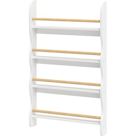Bibliothèque murale pour enfant,Rangement Livre 4 Niveaux, Blanc (1/5)
