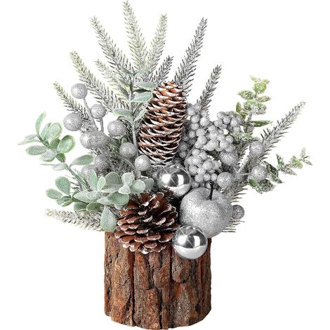 Kleiner künstlicher Weihnachtsbaum, geschmückt mit Tannenzapfen und Beeren, Tischbaum zur Dekoration von Zuhause, einem Zimmer oder für die Feiertage für den Innen- und Außenbereich geeignet (rund, si (1/5)
