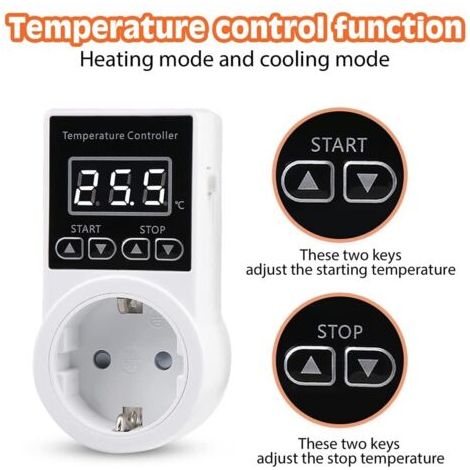 1 Prise de Thermostat avec Capteur, Prise de ContrôLeur de TempéRature NuméRique, Interrupteur de TempéRature éTanche, Prise UE (1/4)