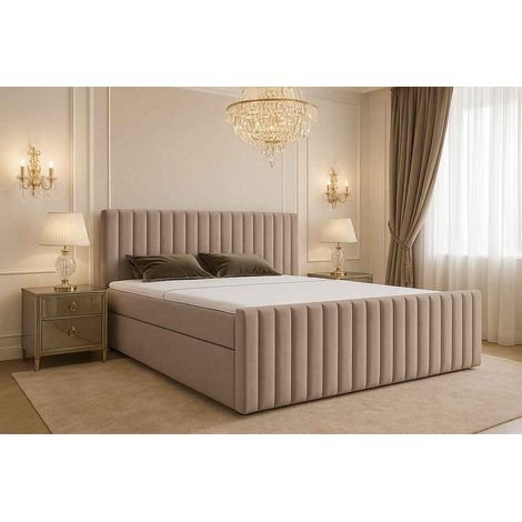 Lit Boxspring Benito I - Beige - 180x200 Cm - Confort De Sommeil - Lit Avec Rangement - Matelas À Ressorts Bonnell (1/4)