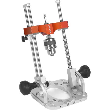 Guida di foratura, in alluminio, regolabile da 0° a 60°, precisione di deviazione ≤ 0,05 mm, adatta per la lavorazione del legno, include 2 dime e un sollevatore per fresatrice. (1/5)