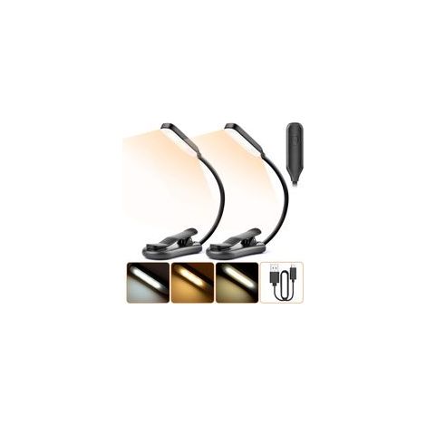 2 lampes de lecture PCS, 7 lampes de lecture LED (blanc froid et jaune chaud), 3 modes de luminosité, cou flexible 360 Ḟ, pour réservation au lit clip de lumière pour Kindle avec liseuse de nuit câble (1/5)