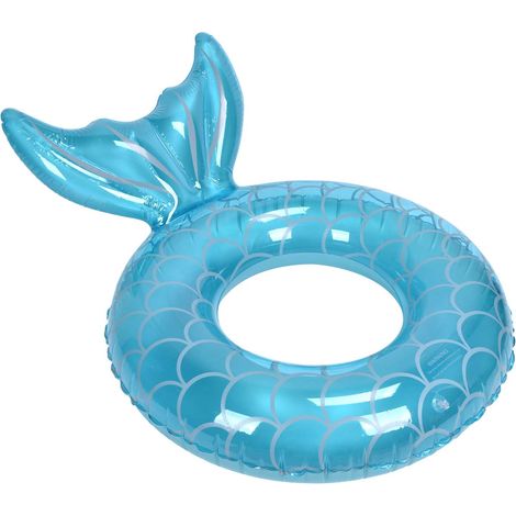 Aufblasbarer Schwimmring in Fischschwanzform, Pool-Schwimmring für Erwachsene, blauer Schwimmring für Strand und Urlaub (1/5)