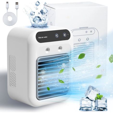 Climatiseur Portable Voiture - Puissant Autonome 25W - Mini 2 brumisateurs 2 vitesses - Chambre bureau extérieur (1/5)