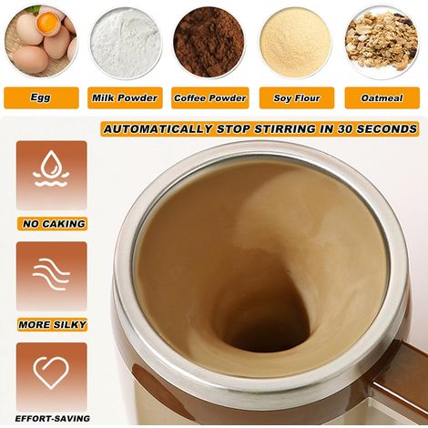 Frullatore automatico ricaricabile con tazza magnetica, per preparare autonomamente caffè/latte/tè/cioccolata calda (marrone) (1/4)