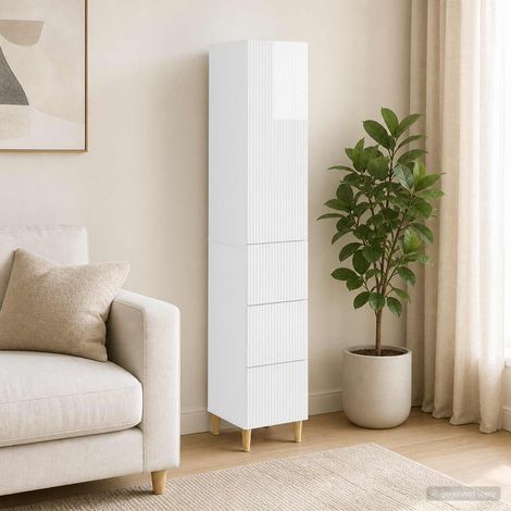 vidaXL Schrankset 2 pcs Hochglanz Weiß 33 x 34,5 x 90 cm Holzwerkstoff (1/5)
