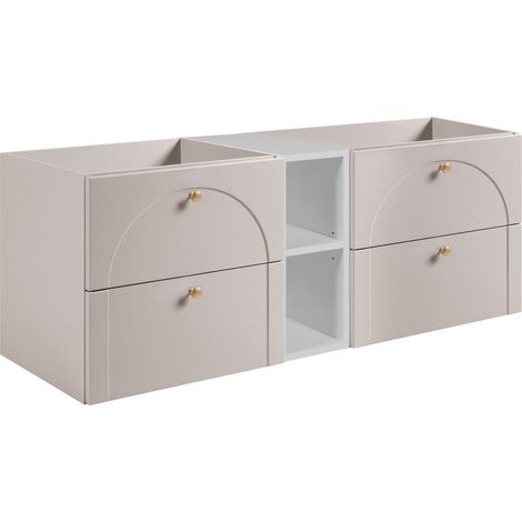 Meuble sous vasque suspendu AURA cachemire avec étagère blanc 140 cm G (1/5)